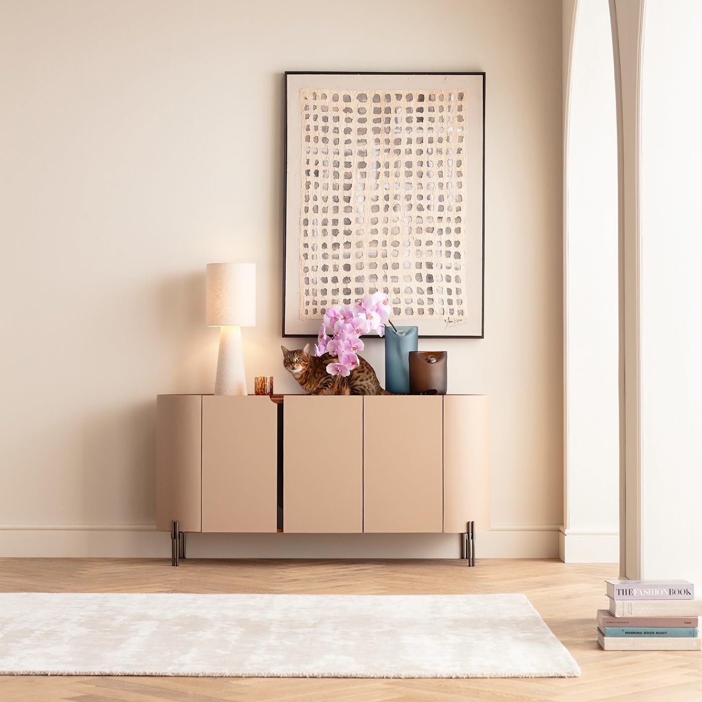 Kare Design Stehlampe Marleen Beige Boucle, 60cm Höhe, Weiß, Baumwolle, Stahl, Moderne Stehleuchte, Schlafzimmer, keine Leuchtmittel inklusive, 60x22x22 cm (HxBxT)