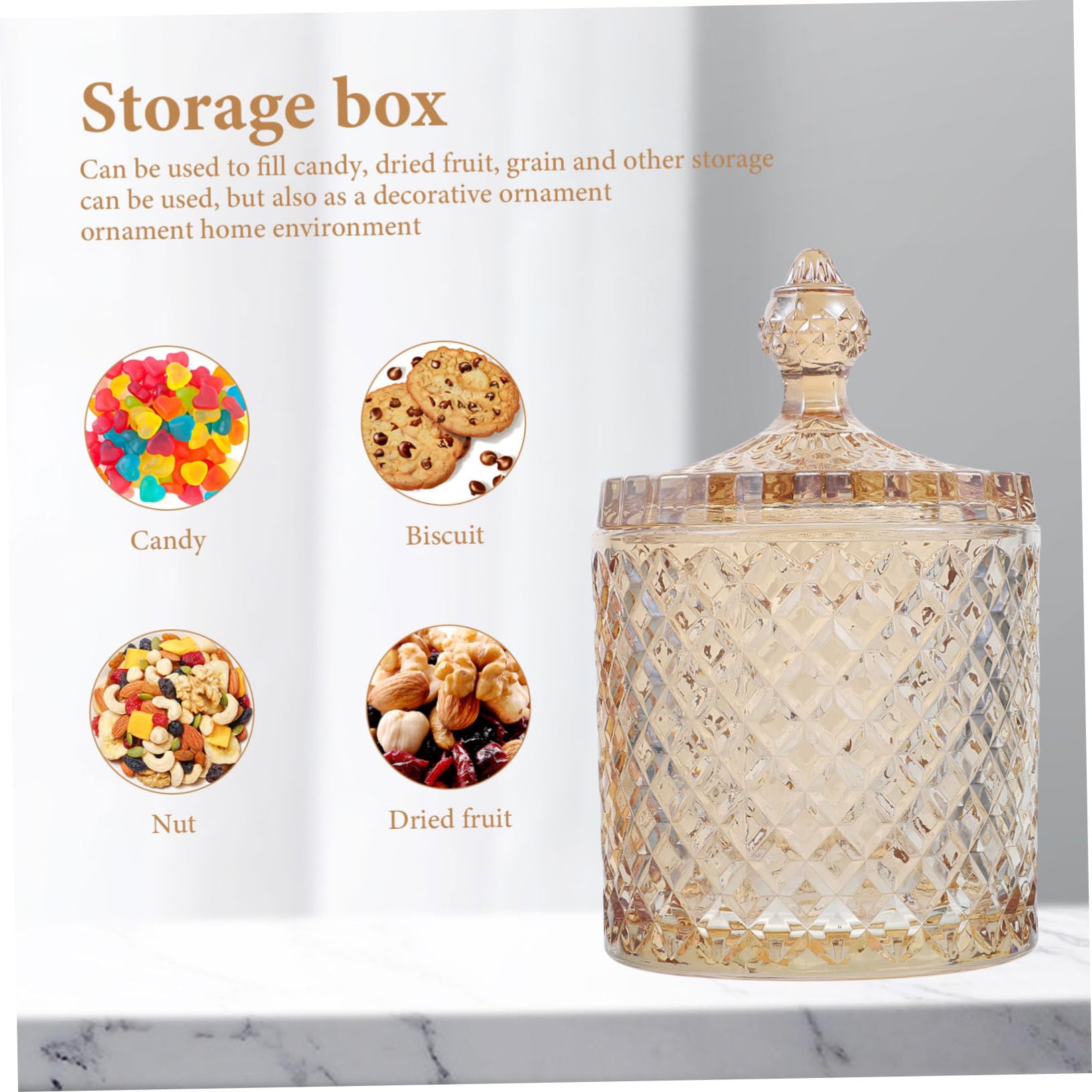 Alipis Boîte de Rangement en Verre à Double Couche avec Couvercle 1pc | Rangement Ménager, pour Noix et Fruits Secs, Design Délicat, Bocal Cuisine Couleur Aléatoire