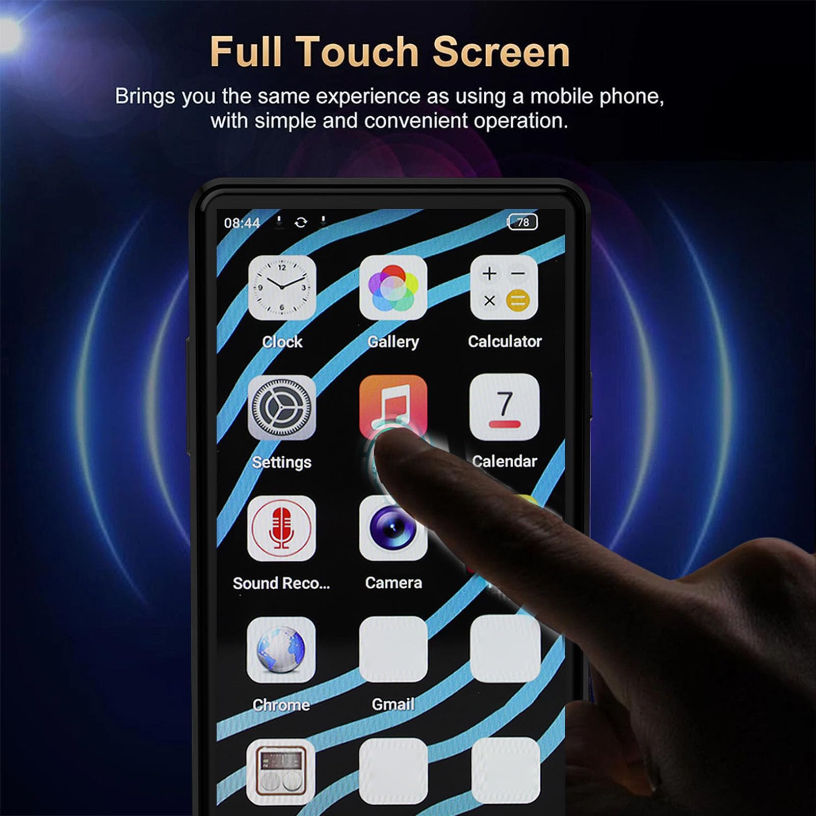 Focket Reproductor MP3 con Bluetooth y WiFi, Reproductor de Música Portátil con Altavoz, Pantalla Táctil HD de 5", Radio FM, Libro Electrónico, Reproductores MP3 y MP4 para Niños
