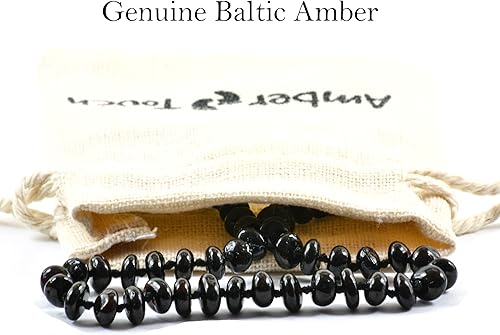 Miniatura 2 de Collar de ámbar báltico unisex de 13 pulgadas Ámbar natural de la región báltica ámbar genuino negro