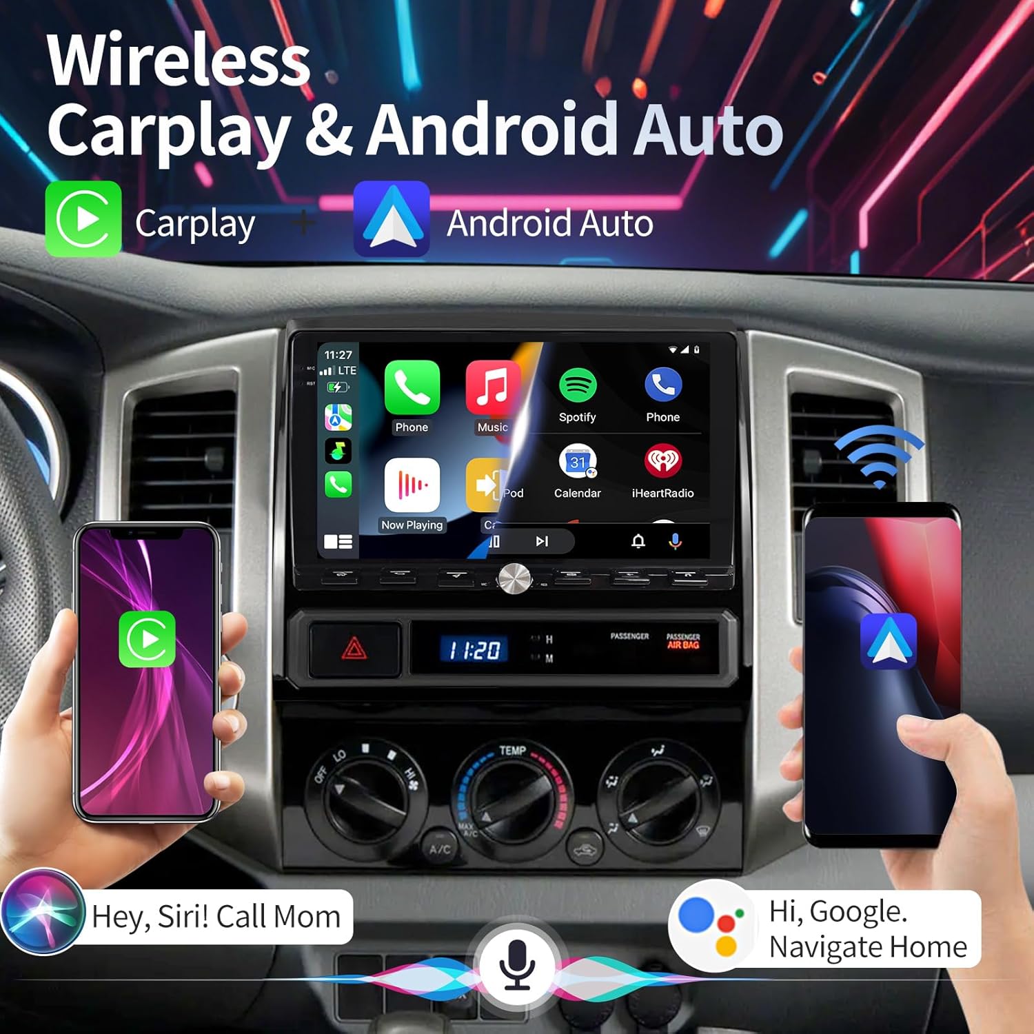 Wireless CarPlay and Android Auto interface