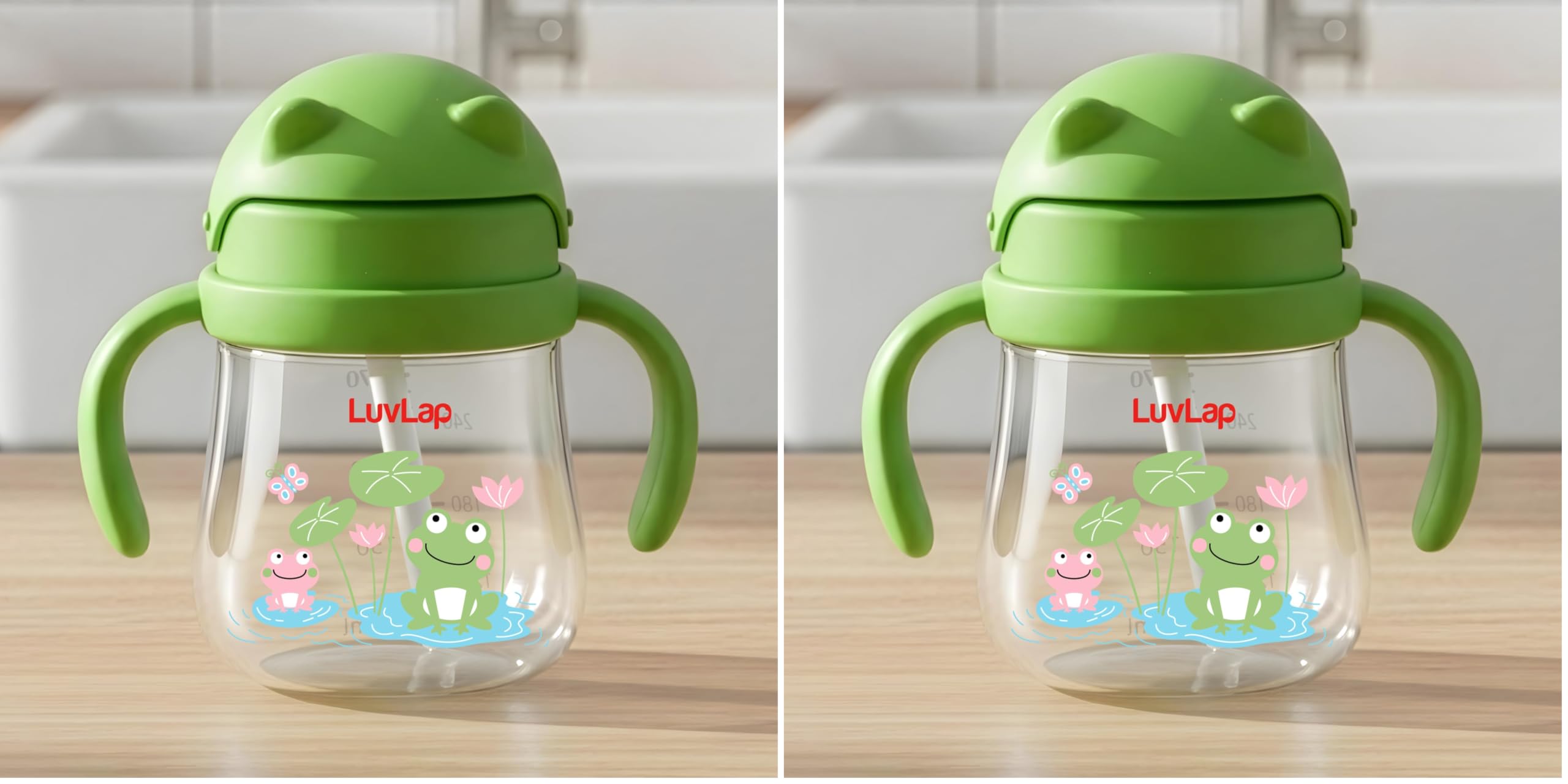 LuvLap Joy Anti Spill Sipper for Kids with Twin Easy-Grip Handles, 270 ml, Sippy Cups with Soft Silicone Straw, Training Cup for Kids,Water Bottle, Non-Toxic & BPA Free, 1 Year+ (Green) (Pack of 2)-image-11