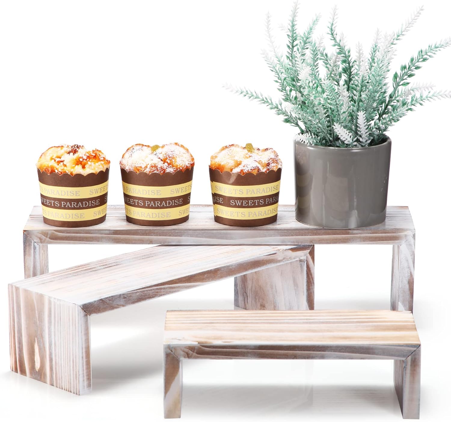 Set of 3 Wood Cake Display Riser Stands Rustic Cupcake Stand Vintage
