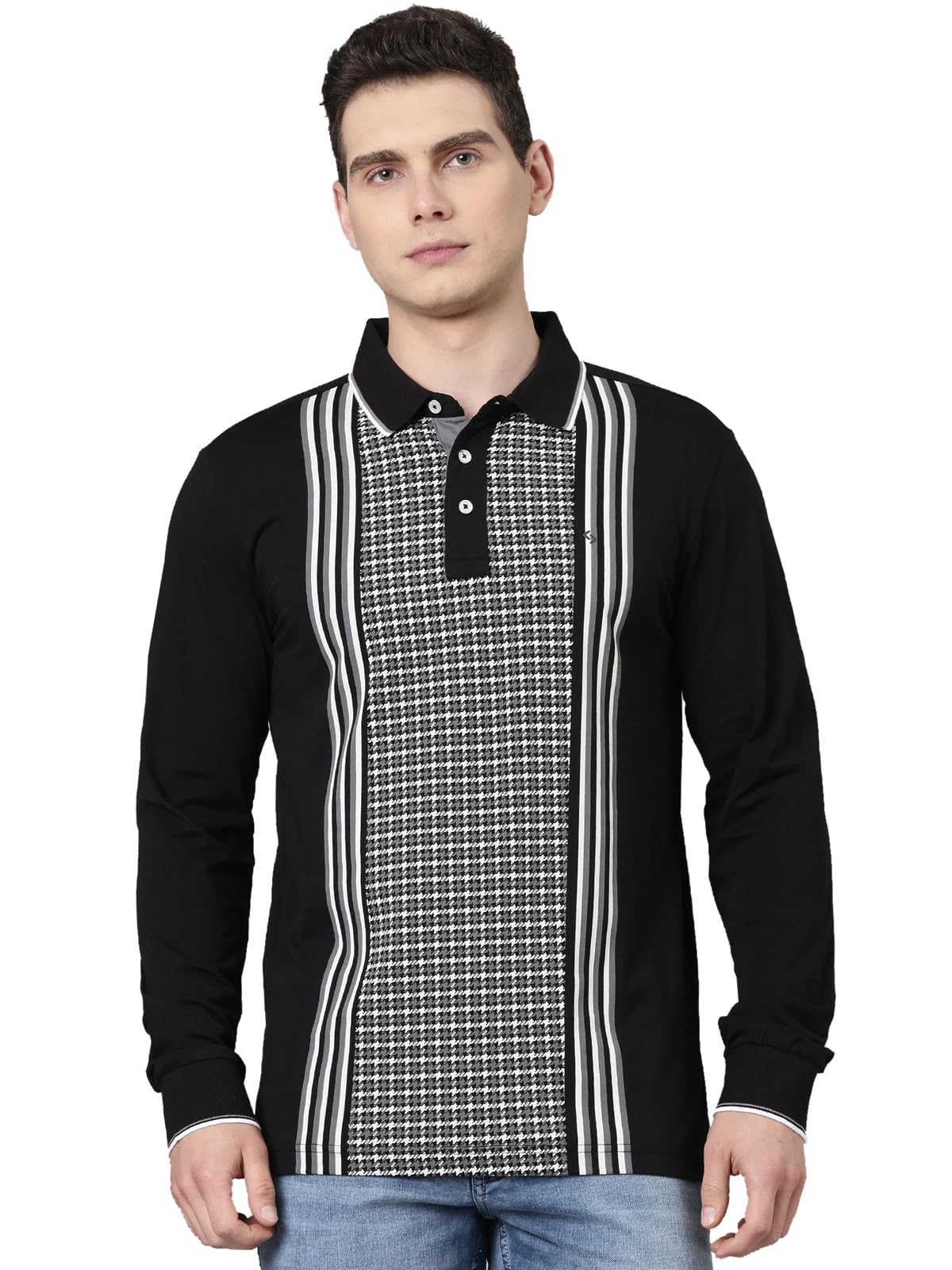 classic polo Men's Full Sleeve Polo Neck Slim Fit All-Over Print Cotton T-Shirt-picture-35