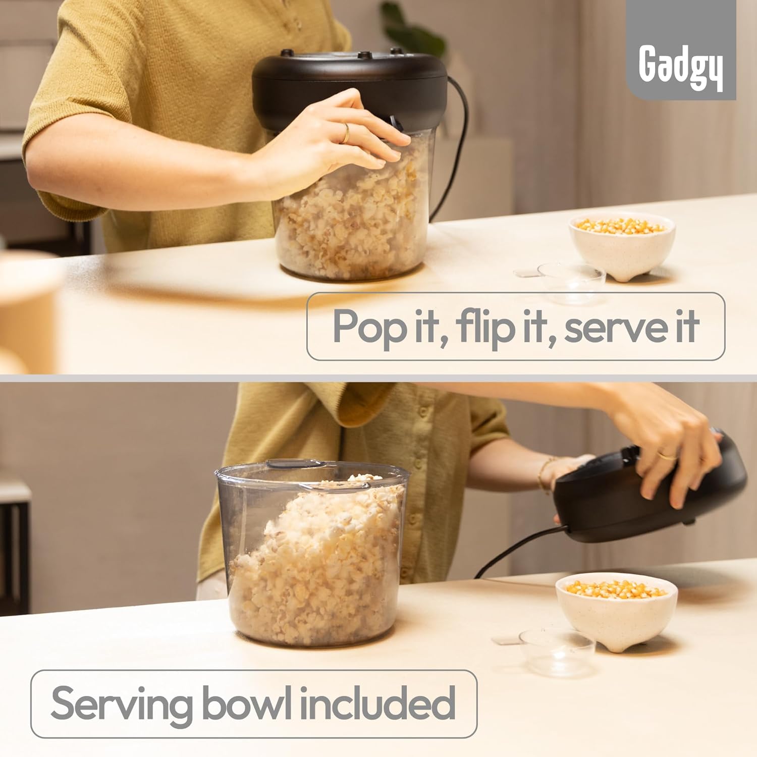 Popcorn Maker Premium - Popcorn Machine 500 W Matte Black - 18 Cups Popcorn Maker Machine with Non-Stick Coating & Stirring Rod - Pop Corn Makers - Popcorn Poppers