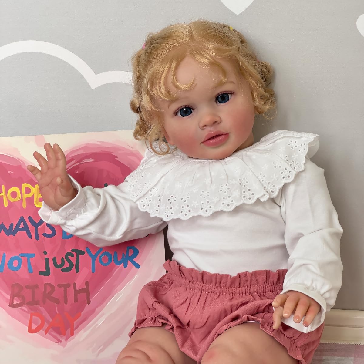 Handmade 28'' Lifelike Reborn Baby Doll Curly Hair Painted Toddler Doll