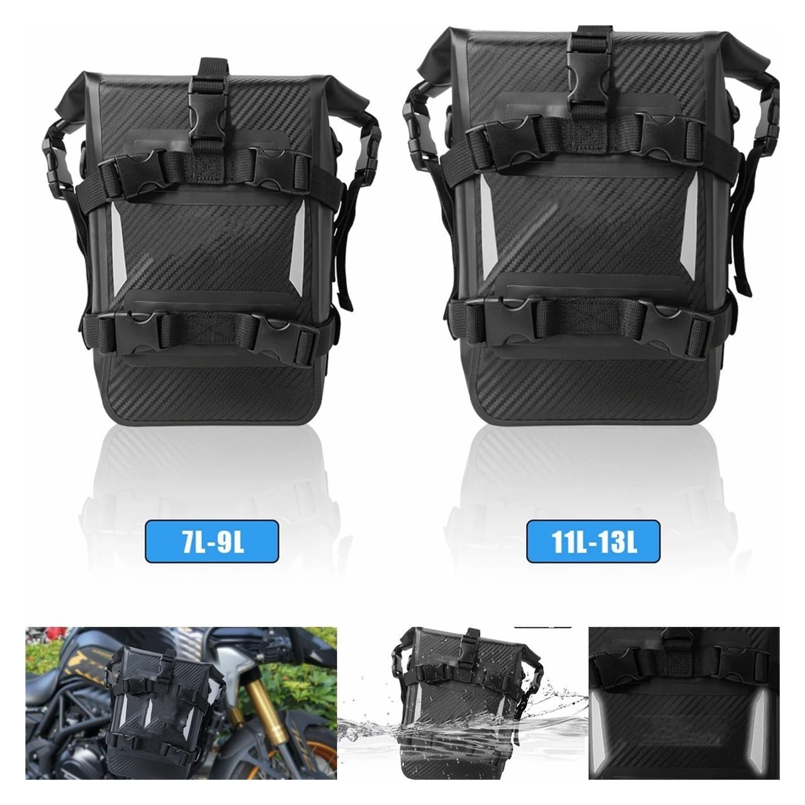 Borsa Moto Borsa Per Paraurti Moto 2 Pezzi Impermeabile 5L-8L Telaio Laterale Barra Protezione Portaoggetti Universale Strumenti Selle Motos Bagagli | 2PCS Black
