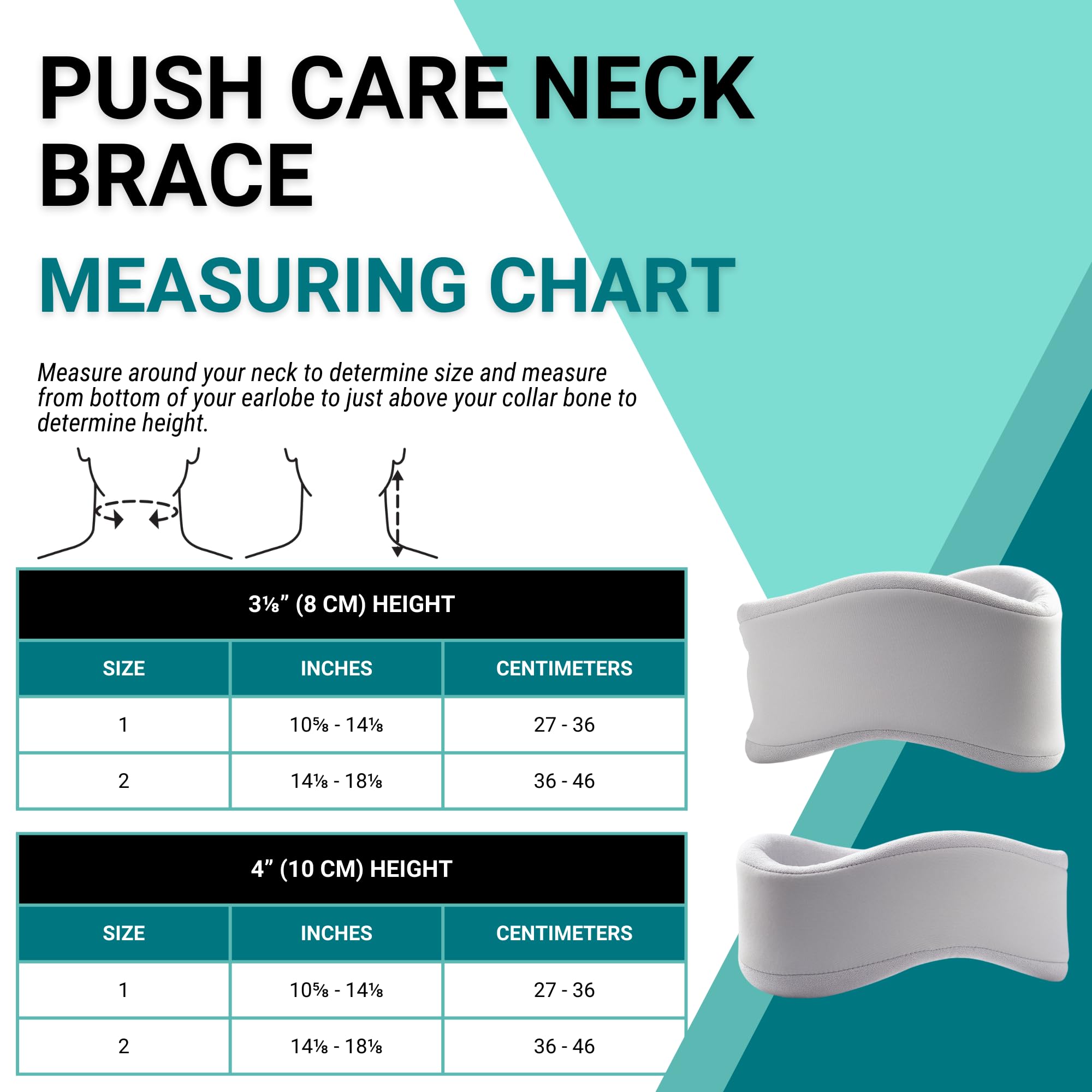 PUSH Braces Care - Soporte para Cuello (8 cm de Altura, Talla 1)