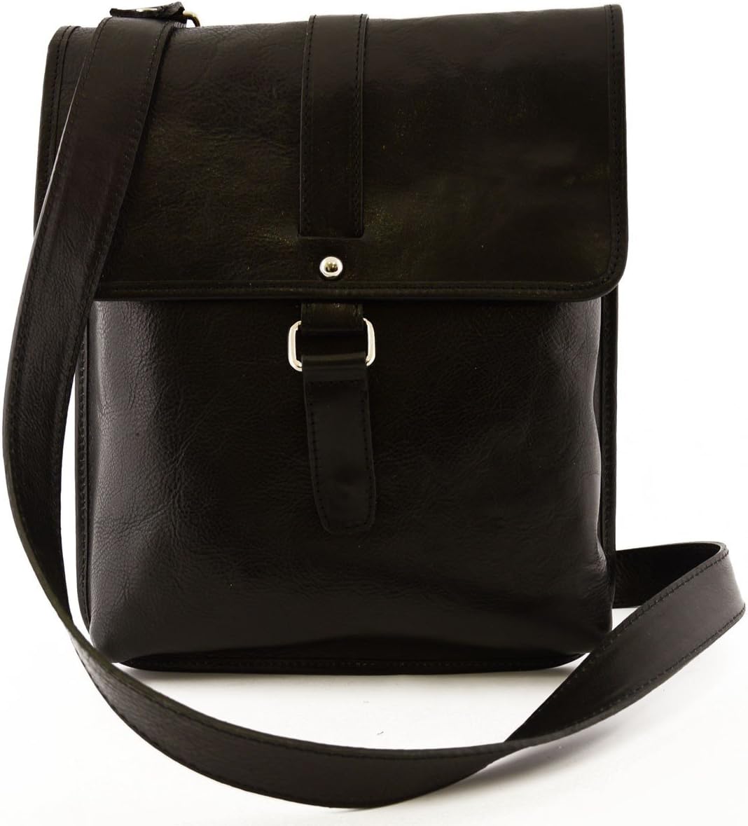 Genuine Leather Man Bag, Magnetic Closure Color Black