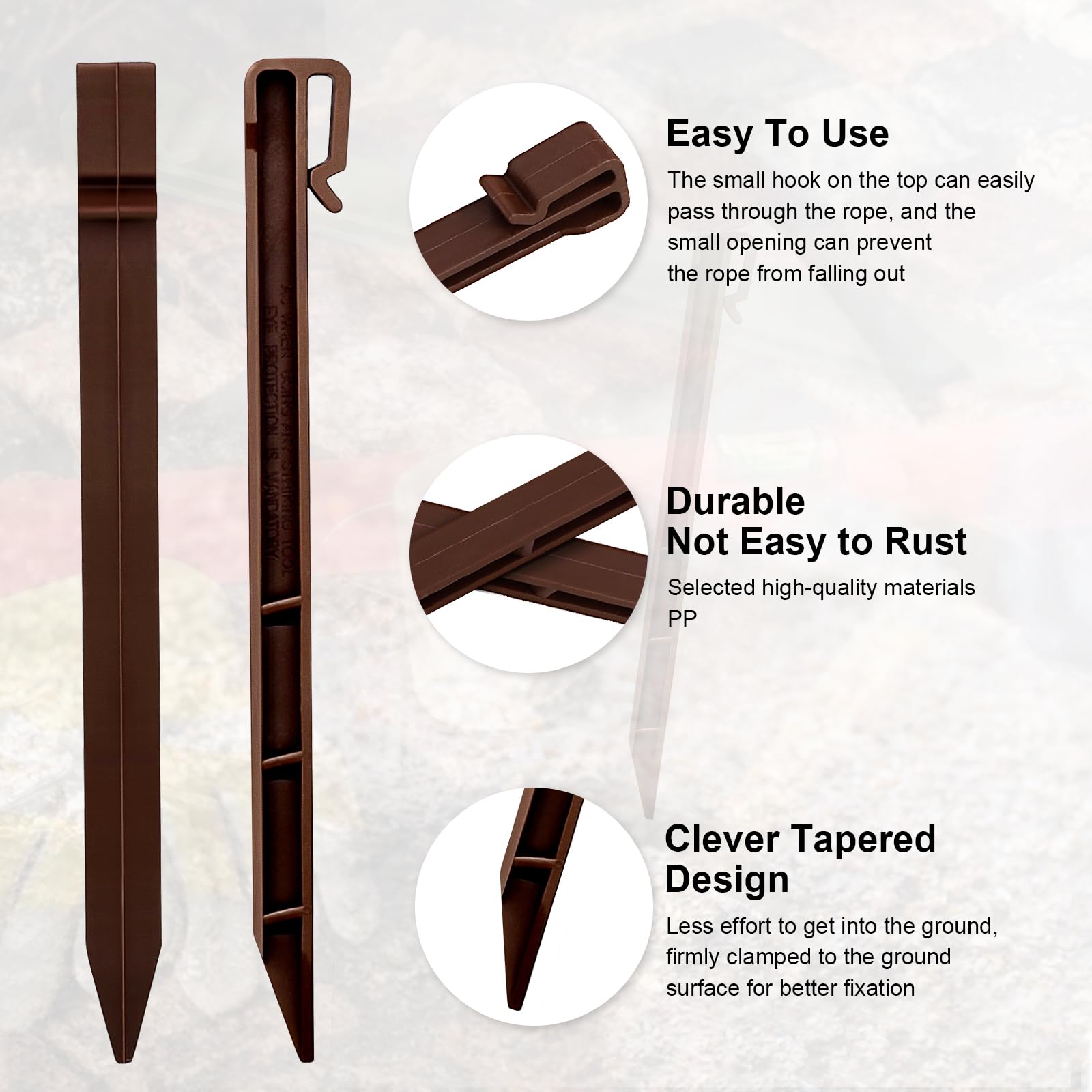 Plastic Ground Stakes, 25CM Heavy Duty Landscape Edging Stakes - Image 3