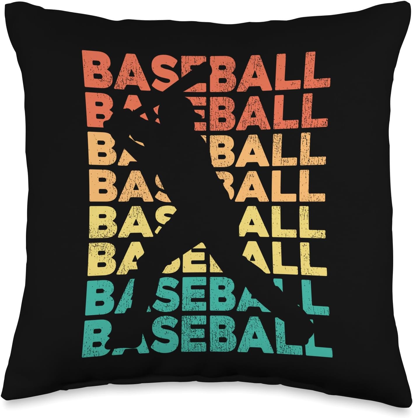 Baseball Fan Retro Vintage Batter Baseball Throw Pillow