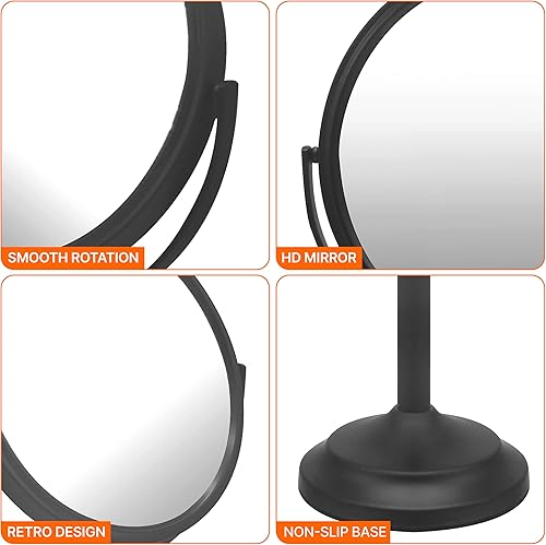 Miniatura 5 de Indecor Home H Halston Espejo de tocador de maquillaje de acero inoxidable 1X3X aumento redondo 360 giratorio para escritorio, dormitorio, baño