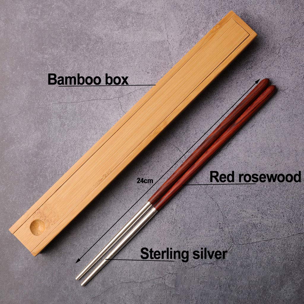 Coffret Cadeau de Baguettes réutilisables en Bois avec étui, Baguettes à Sushi japonaises, Baguettes Chinoises de Luxe en Bois Naturel, Baguettes antidérapantes, Baguettes lavables(Red)