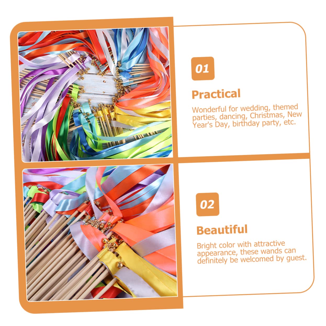 PLAFOPE 20Pcs Decorative Wedding Ribbon Fairy Wands with Streamers for Wedding Layout Decorations Bridal Showers and Party Favors - Image 3