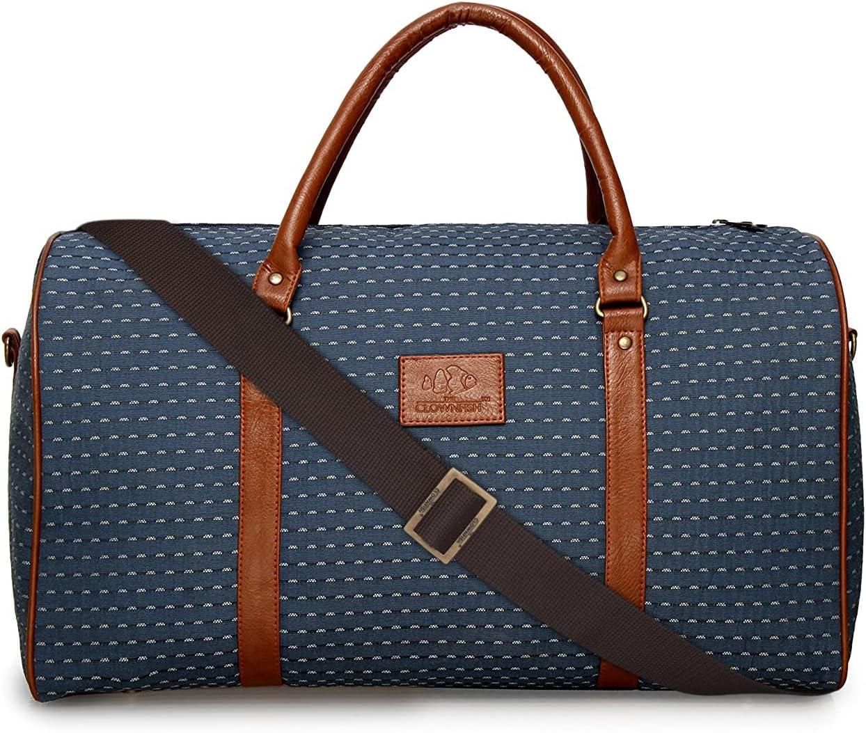 The Clownfish Tapestry Fabric 42 Litre Cabin Luggage Travel Duffle Bag (Blue)