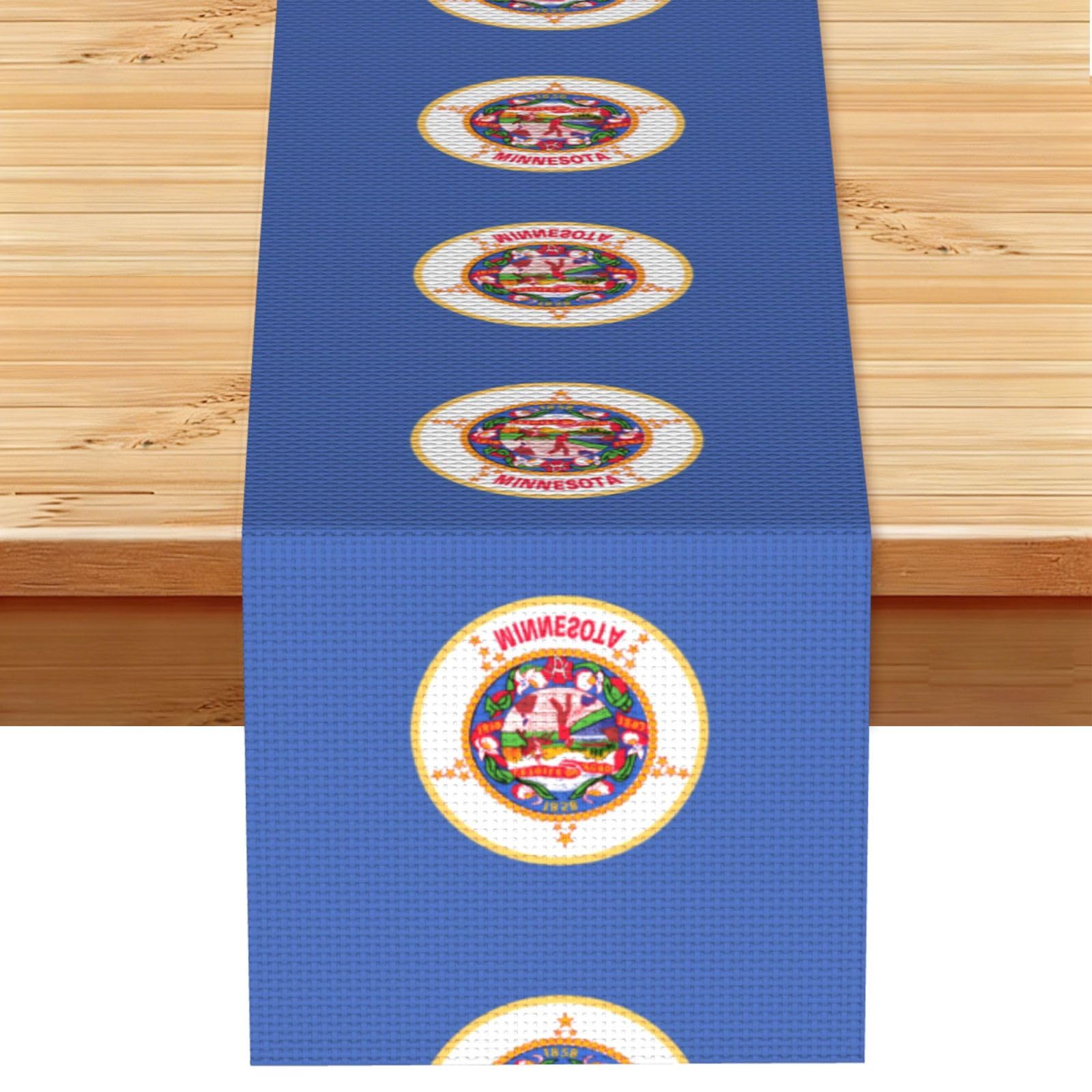 Minnesota State Flag Linen Feel Table Runner Wedding Party Home Decoration