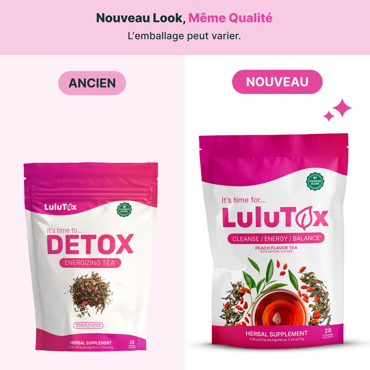LULUTOX Thé Détox – Mélange de Plantes pour le Bien-être avec Pissenlit, Ginseng et Gingembre – Infusion pour Ballonnements, Ménopause, Gestion du Poids et Vitalité – 28 Sachets