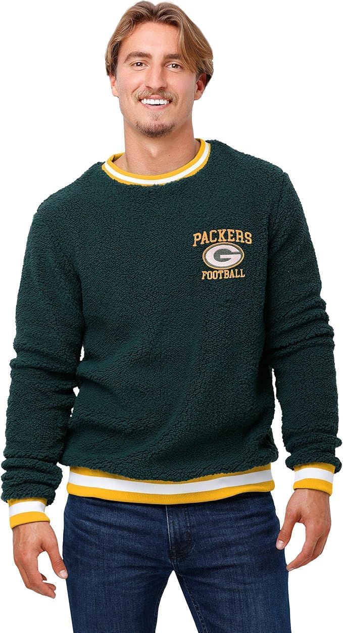FOCO NFL Mens Sherpa Crew Neck Sweater