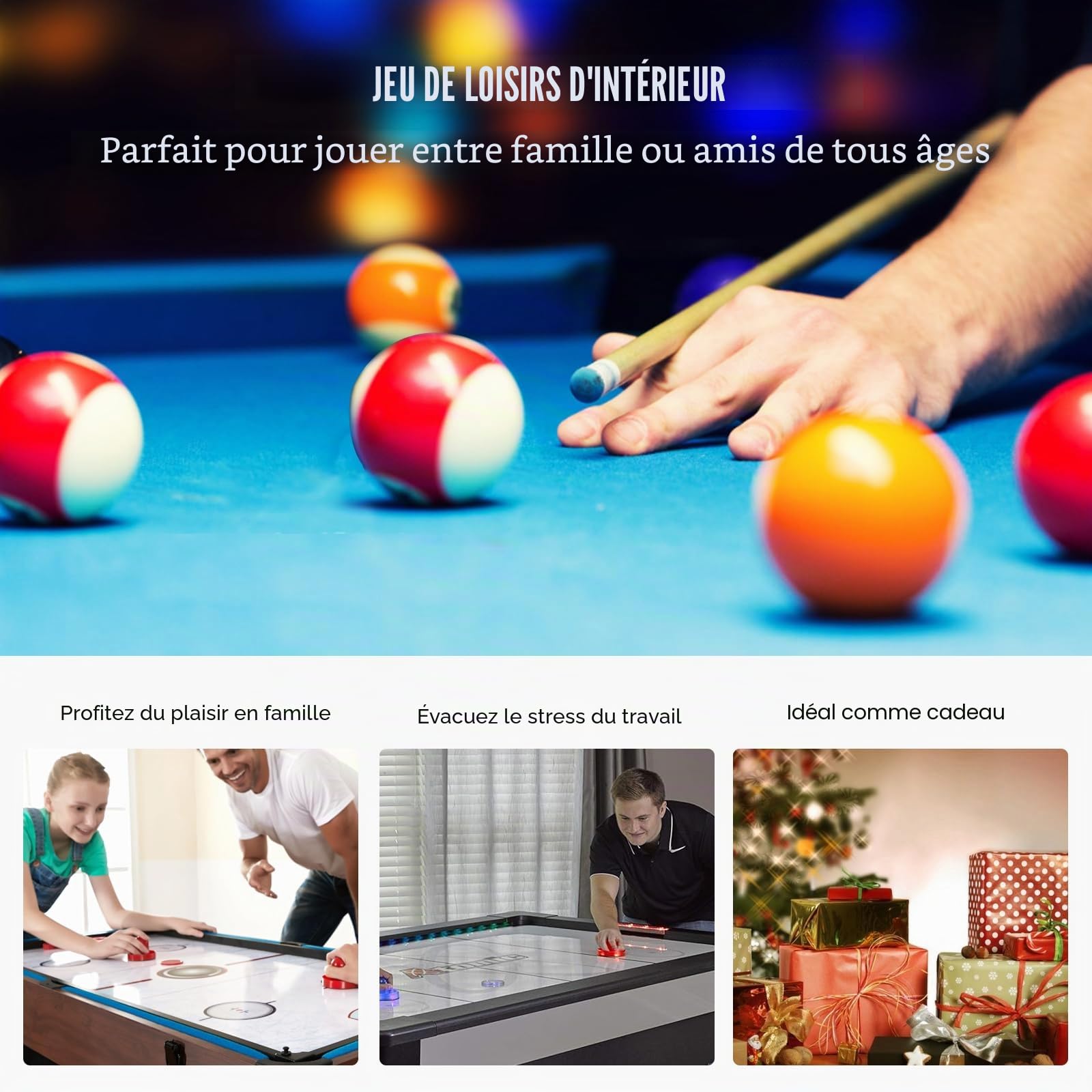 VEVOR Table de Air Hockey, Table de Jeu pour Adulte, Enfants, Personnes âgées