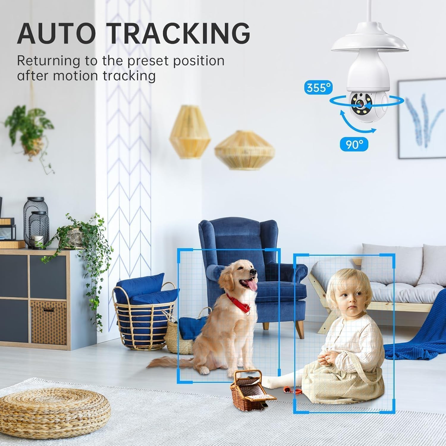 Light Bulb Security Camera, 5G&2.4GHz WiFi Light Bulb Cameras Wireless Outdoor Indoor, Lightbulb Camera for Home Security, Two-Way Talk,Color Night Vision, Motion Detection & Real-time Alarm