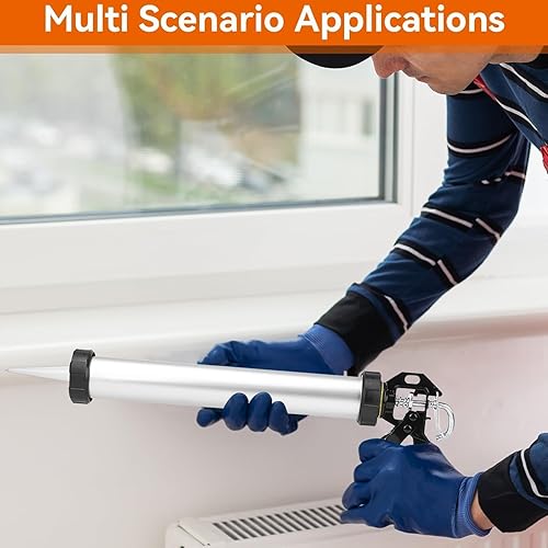 Miniatura 7 de Pistola de calafateo con cartucho de aluminio, 20.3 fl oz/20 oz sellador de salchichas con cartucho de aluminio, cartucho de accionamiento manual,