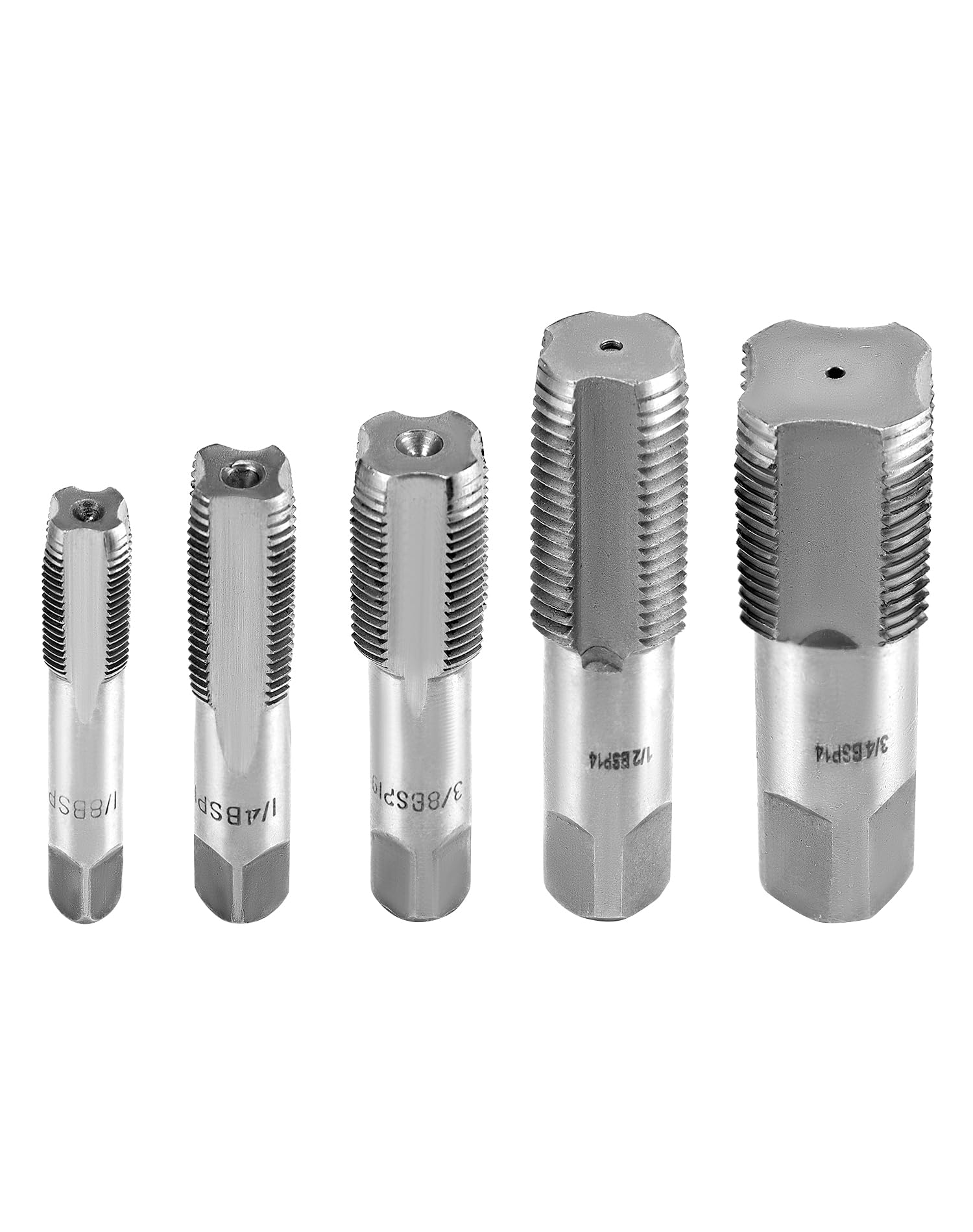 QWORK® 5 pezzi Set di Maschi a Tubo in acciaio, BSP da 55 gradi, adatto per giunti di tubi dell'acqua, riparazioni auto e macchinari, G1/8 G1/4 G3/8 G1/2 G3/4