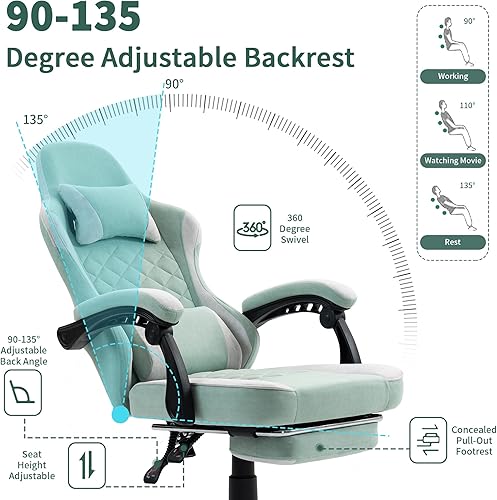 Miniatura 4 de Silla de juegos con reposapiés para adultos, sillas ergonómicas para juegos con reposapiés, silla de juegos grande y alta, sillas reclinables de