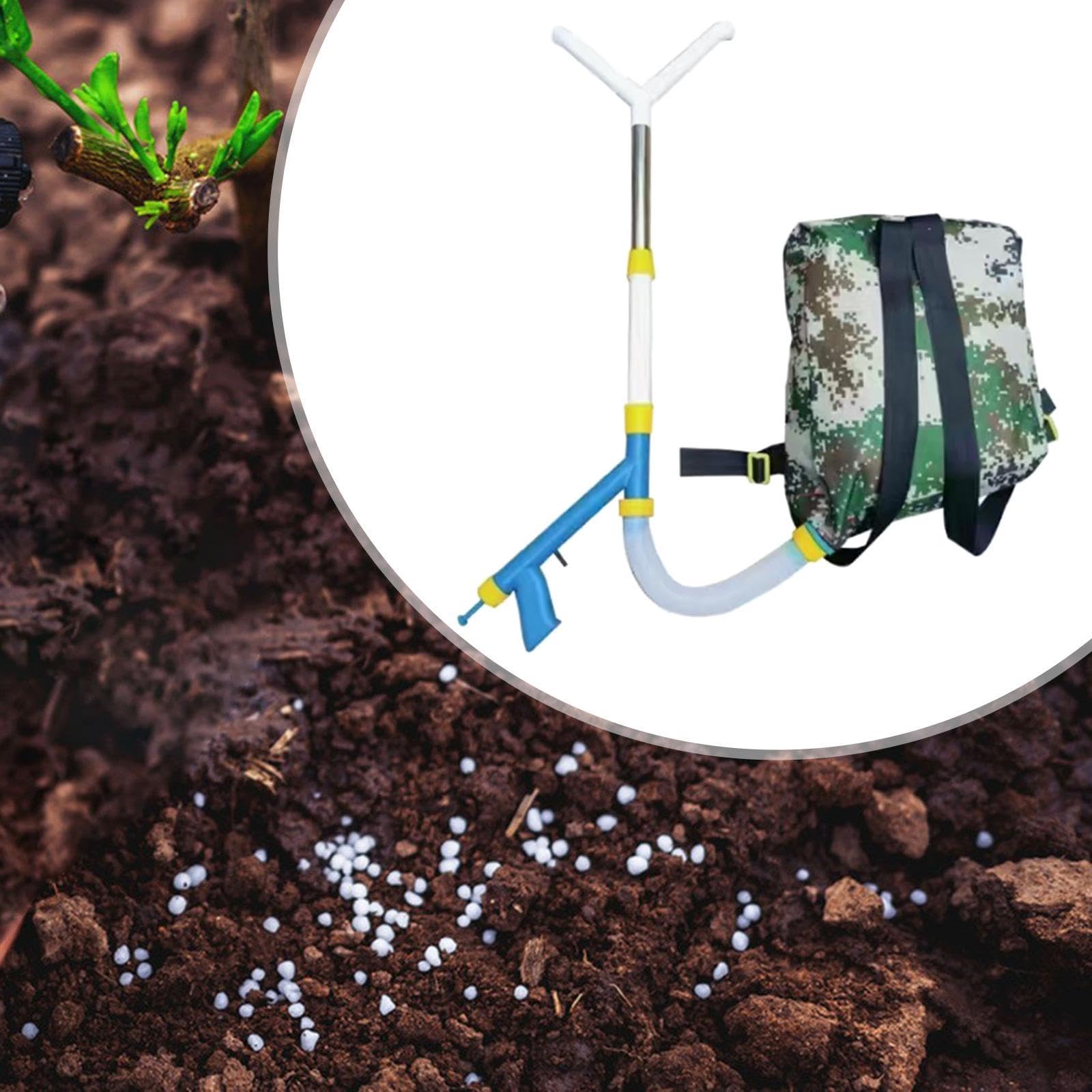 Fertilizante Sprayer de Mano con Mochila Y Bolsa Espaciosa Esparcidor Portátil Granulado para Fertilizar Jardín Y Dispensador Manual de a, Acero Inoxidable