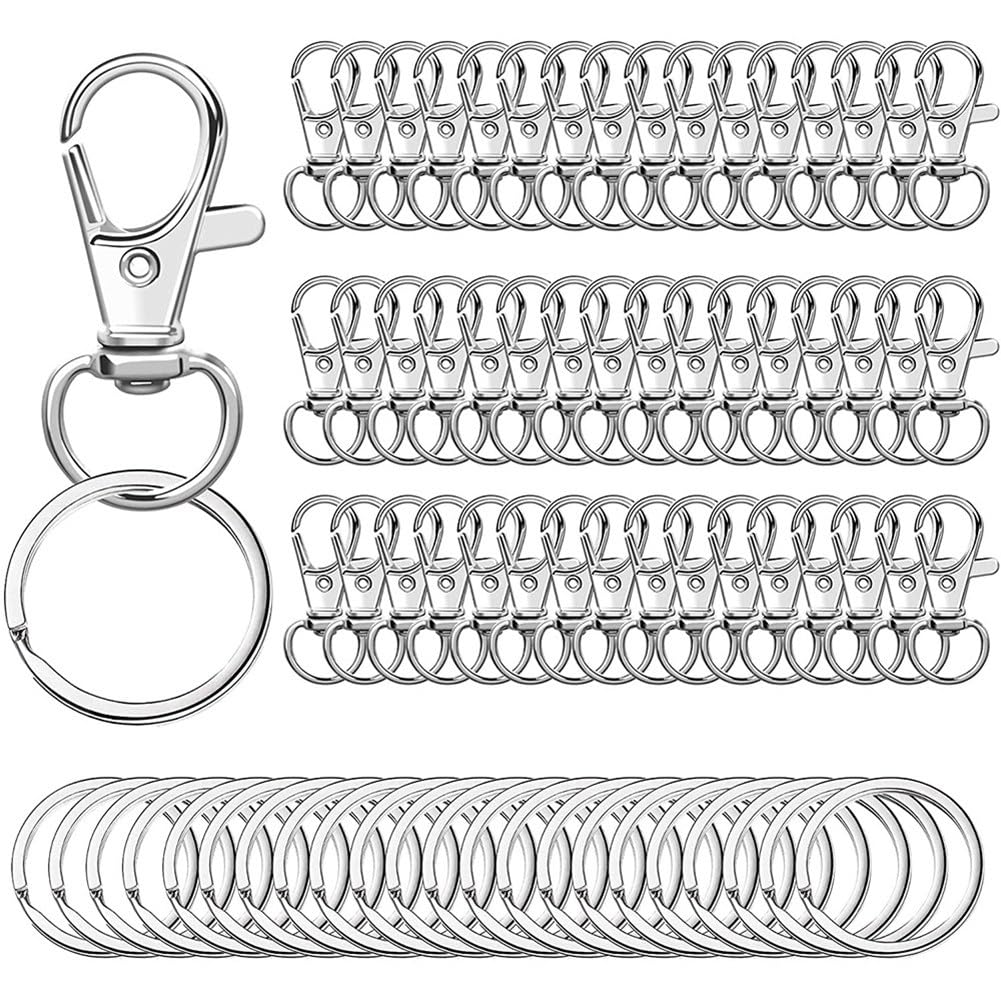 CTRLZS Key Chain Clip Hooks with 100PCS Swivel Clasps Lanyard Snap Hooks Key Ring Lobster Claw Clasps for Keychains Jewelry