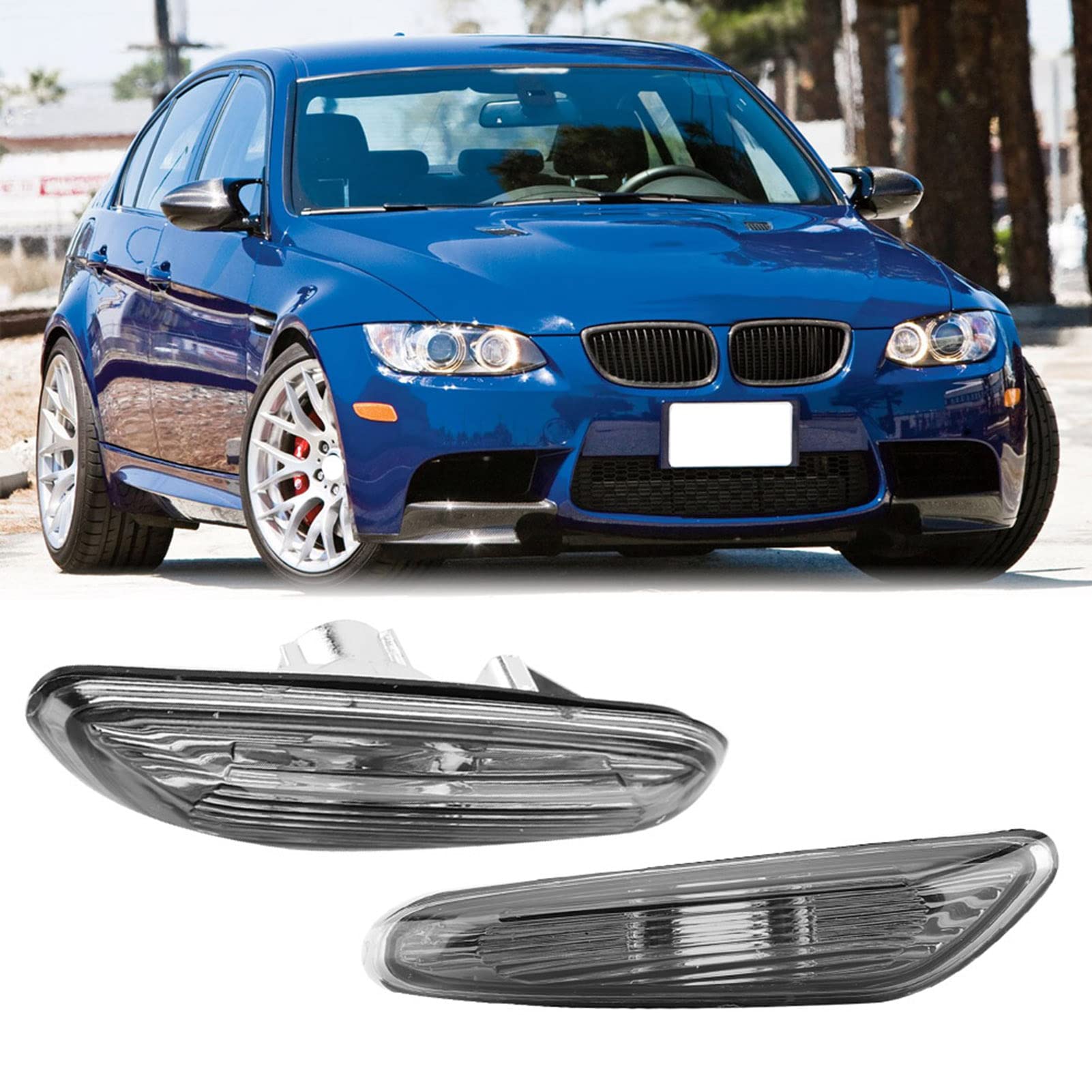 EBTOOLS para intermitente lateral e92 para intermitente lateral bmw e90 Luz de posición lateral, 1 par de intermitentes laterales ABS sin bombilla para E90 E91 E92 E93 serie 3 2006-2011(gris)