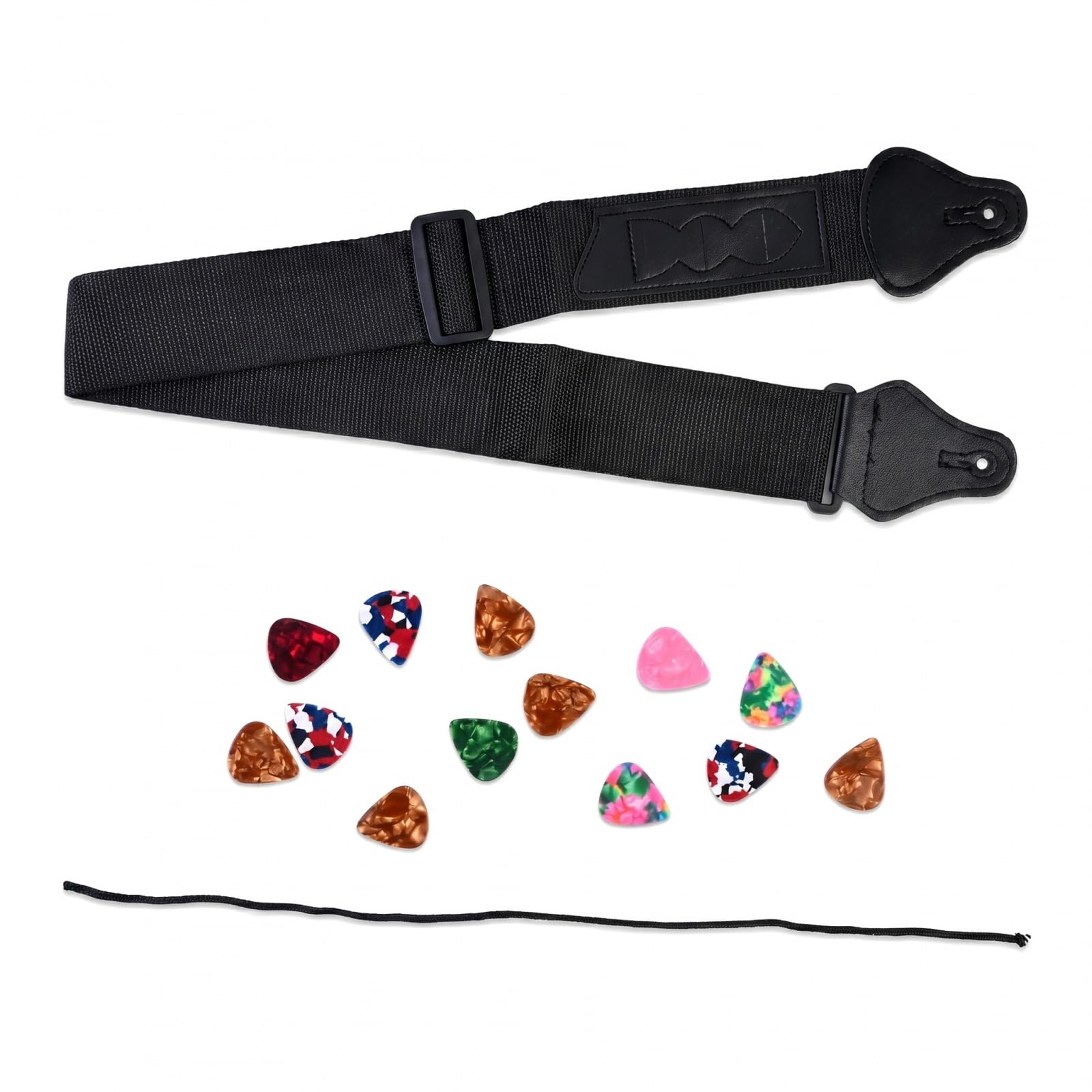 Solvio Premium Guitar Strap with Leather Ends, Maximum length 151cm, width 5cm Adjustable Braided Guitar Straps for Acoustic, Electric, Bass Guitars & Ukulele, Includes Strap Locks and 13PCS Picks