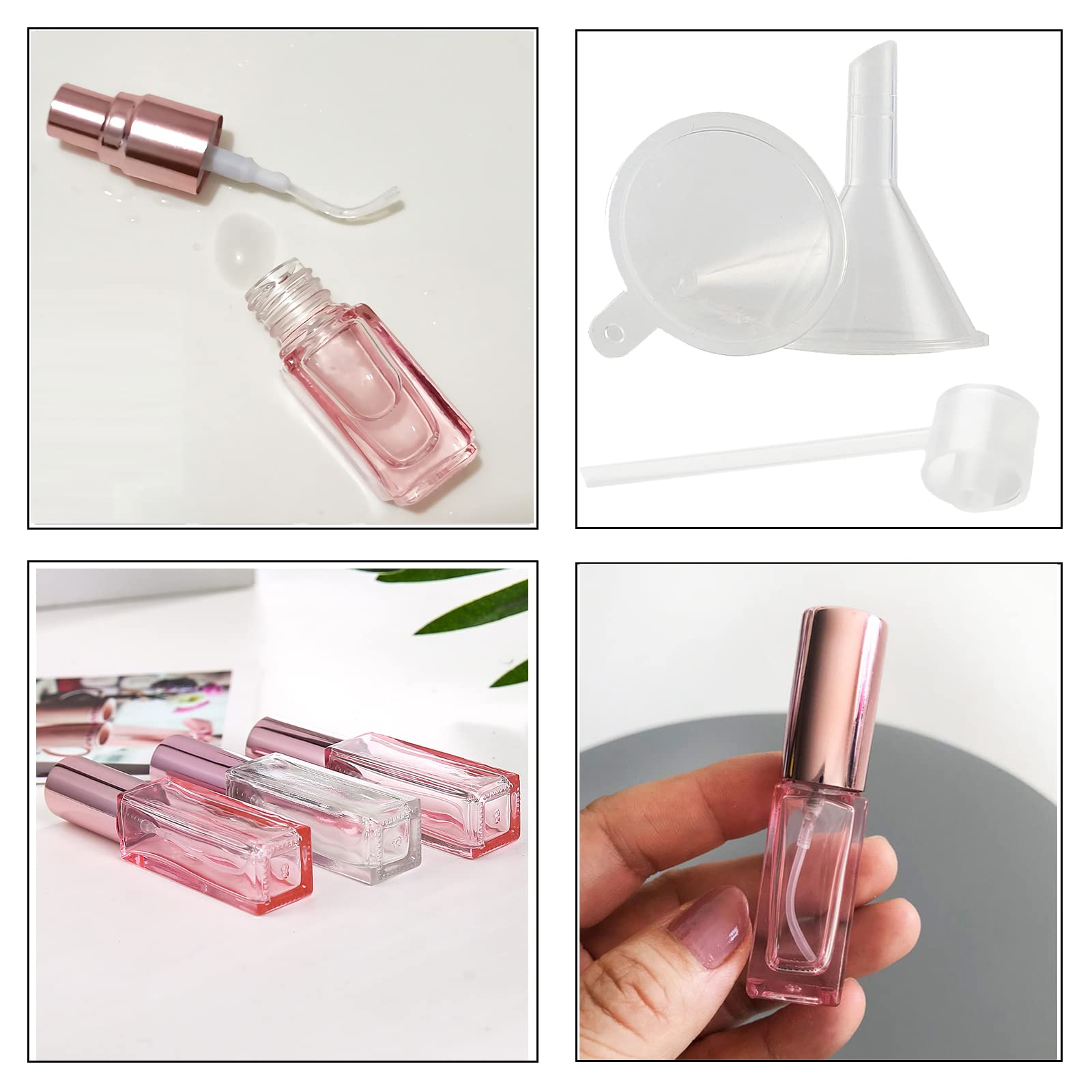 12 Pezzi 30ml Vuoto Bottiglie Atomizzatore Vetro Rosa di Profumo con Tappi Rosa, Flacone Spray per Nebbia Riutilizzabile Portatile, Bottiglia di Profumo, Cosmetica, Viaggio