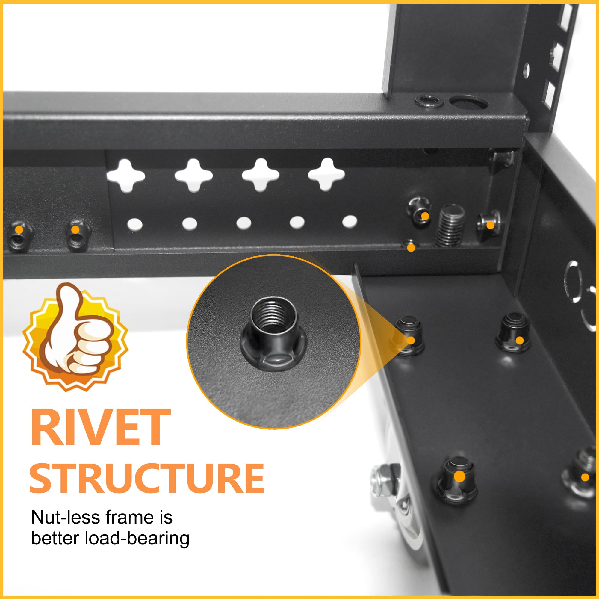 RIVECO 12U Server Rack Adjustable Depth Network 4 Post Cabinet Open Frame with Leveling Feet & Wheels Fully Rivets 1400 LBS