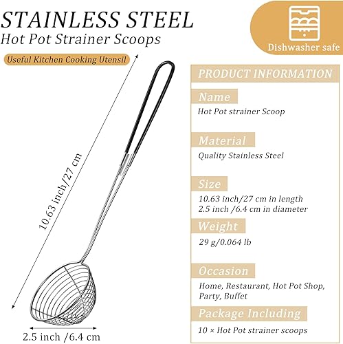 Miniatura 9 de Geiserailie Cucharas coladoras de olla caliente, cucharas coladoras de acero inoxidable para ollas calientes de 2.5 pulgadas, mini cuchara de malla