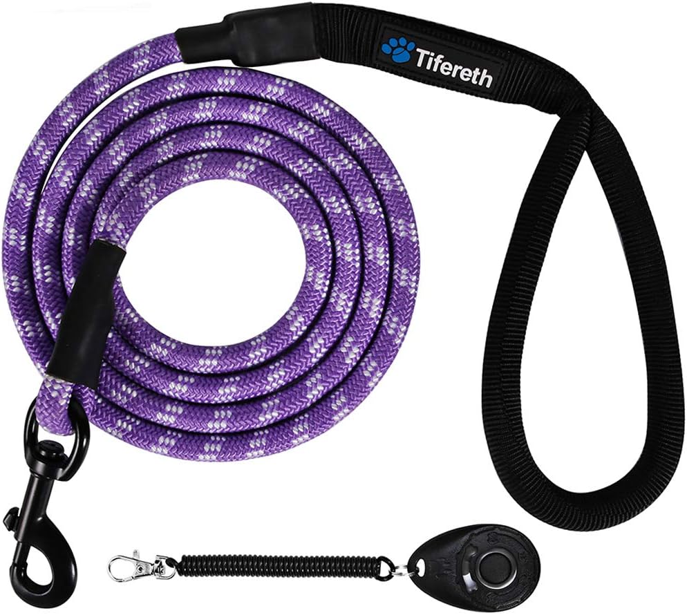 Rope Medium-Large 6ft-4ft Dog-Leash - Strong Big Heavy Duty Climbing Rope Leash with Soft Padded Handle for Medium to Large Dogs