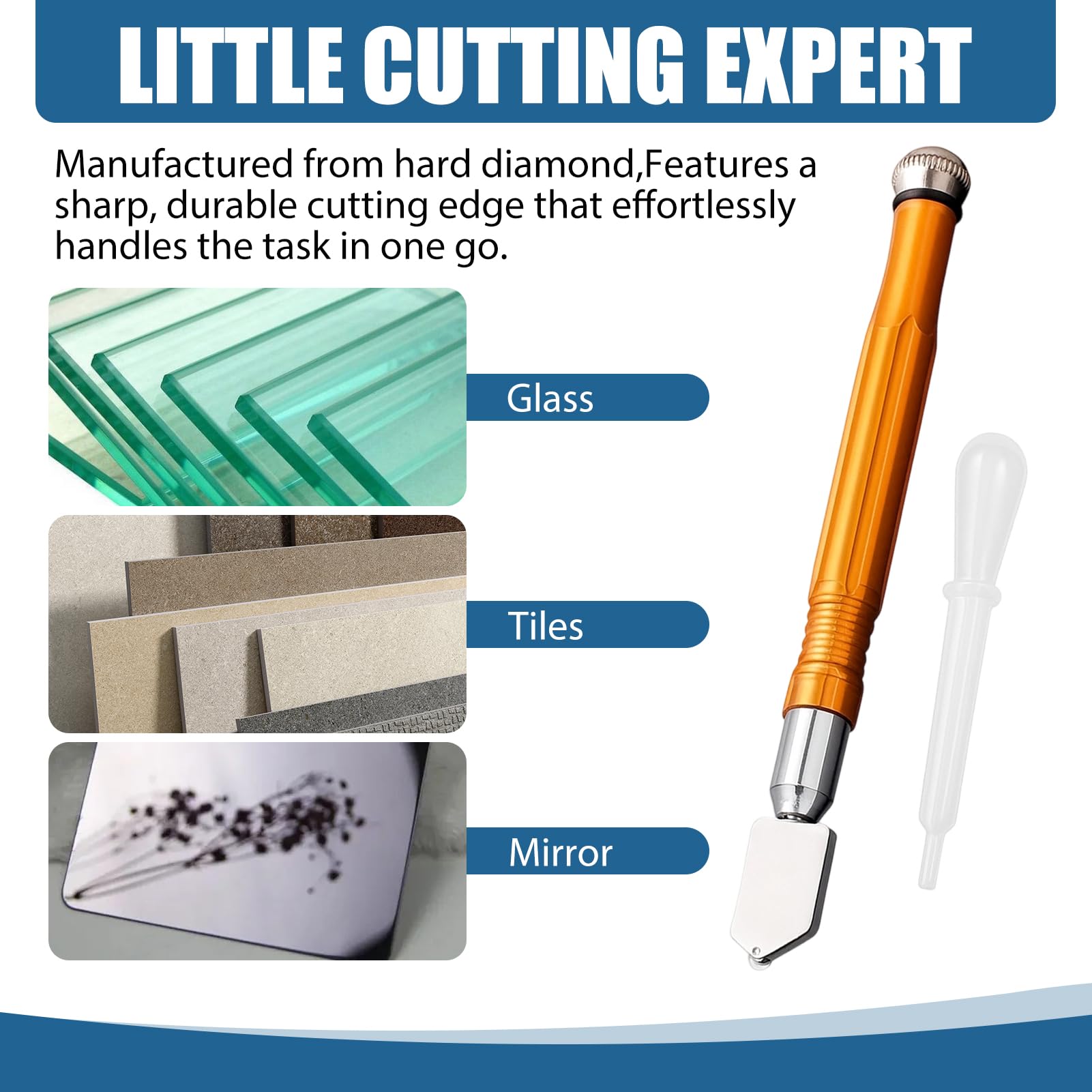 Professional Carbide Alloy Handle Glass Cutter Tool with Carbide Wheel Self Oiling Pencil Style Glass Cutters for Thick Glass Perspex and Tiles Glass Cutter Professional Cutting - Image 3