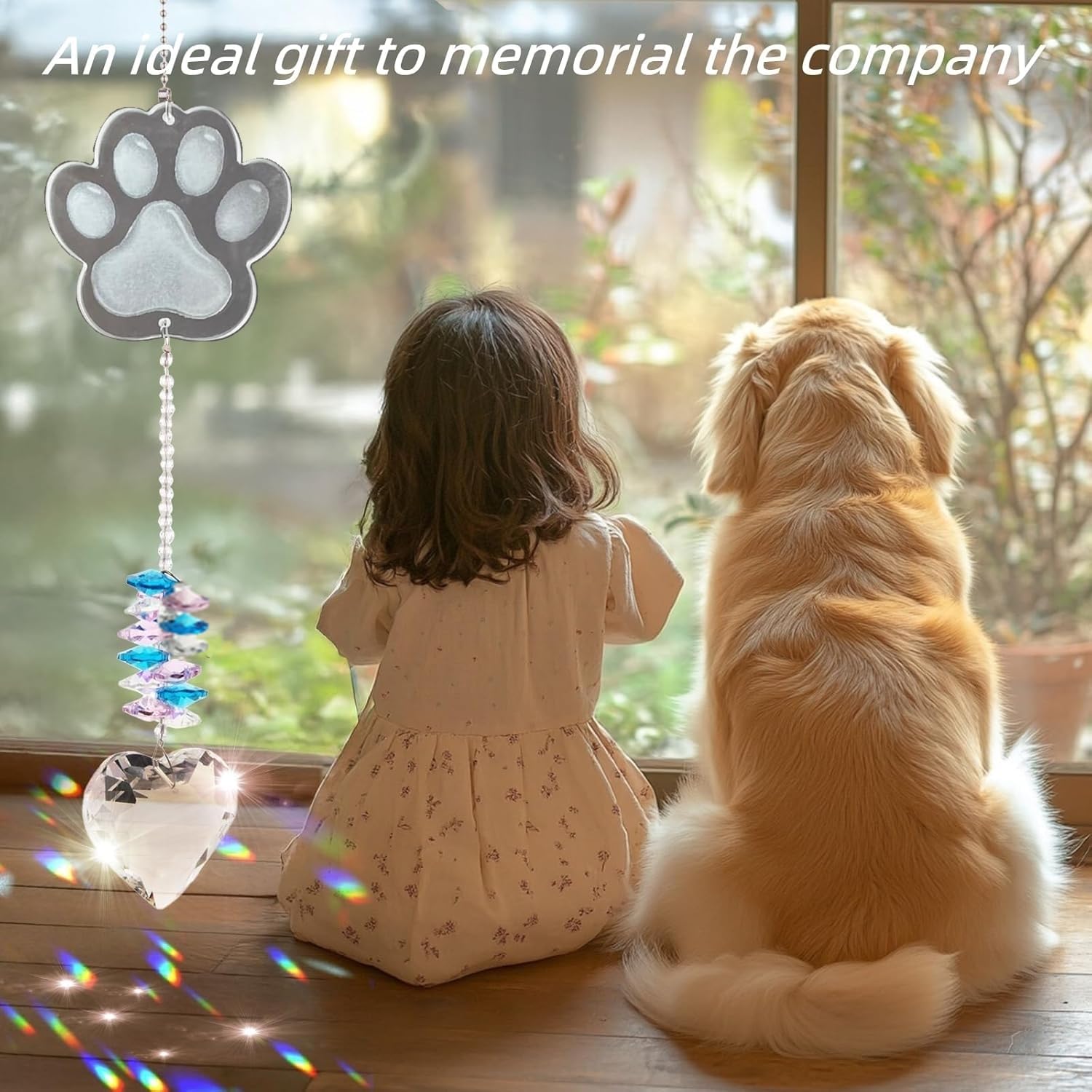 Pet Paw Print Memorial Gifts Crystal Suncatcher, Thoughtful Dogs and Cats Remembrance - Image 3