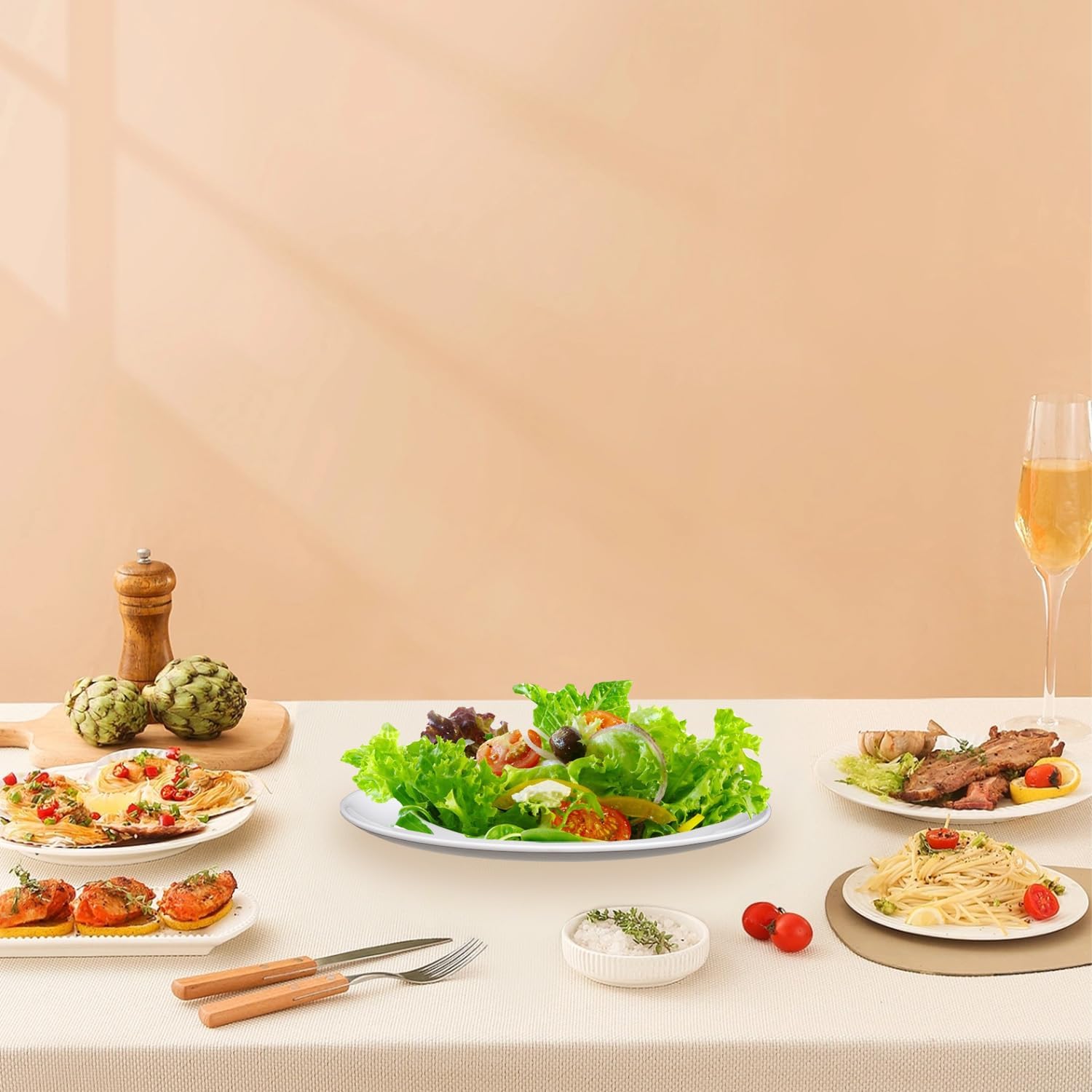 8-Pack Melamine Dinner Plates, 12 Inch Large Oval Serving Platters for Steak, Fish & Turkey, Shatterproof White Plastic Serving Trays for Party, Restaurant, RV Camping & BBQ - Dishwasher Safe