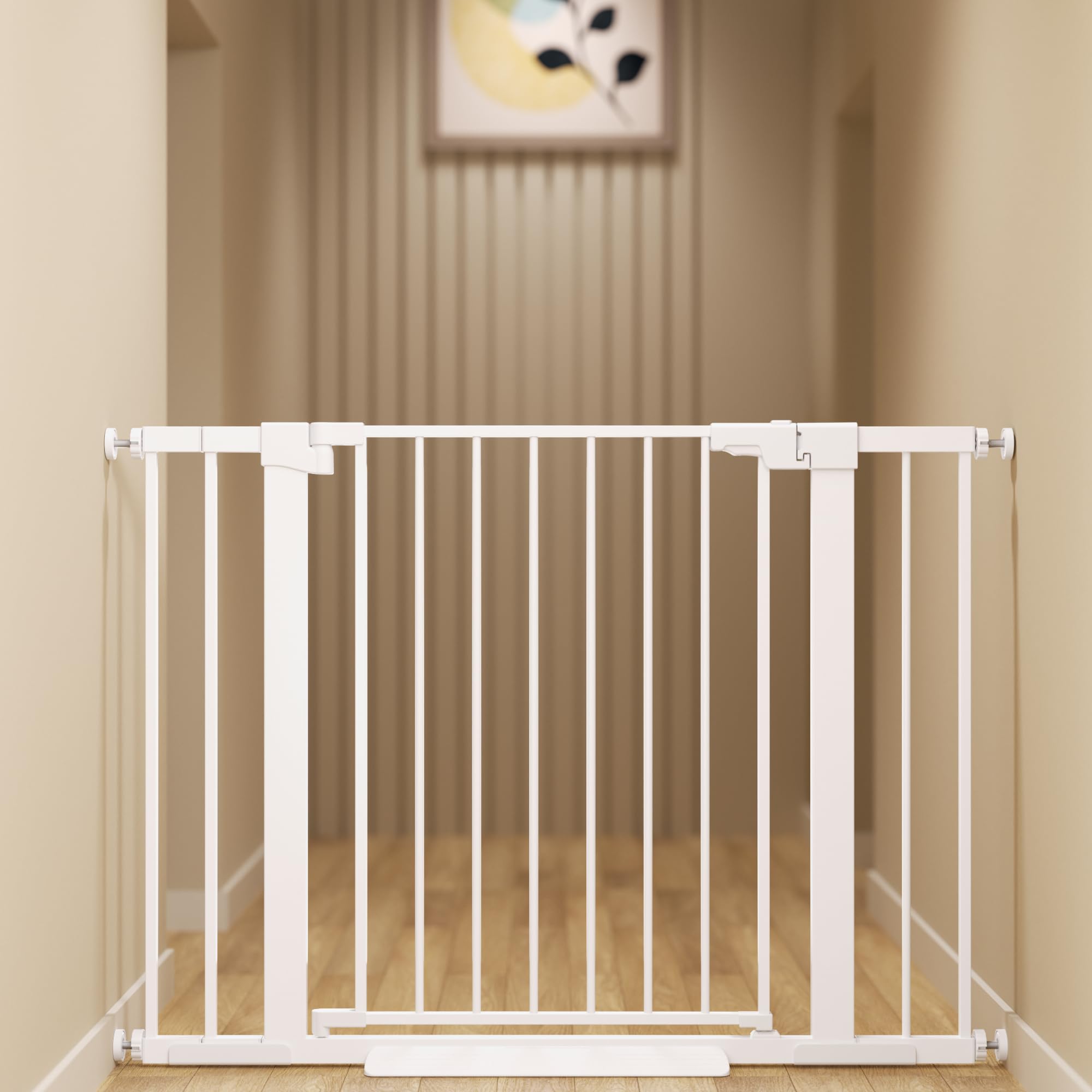 Colbabe 29-42 inches Metal Baby Gate for Stairs/Doorways, 30 inches Tall Pressure Mounted Pet Gates, Auto-Close Child Safety Gate, No Drilling Easy