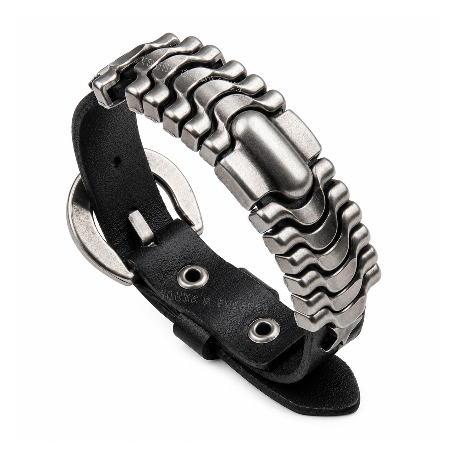 Men's Genuine Leather Bracelet – Vintage Braided Cord, Gothic Punk Cross, Dual Dragon, Eagle Motif, & Skeletal Scale Metallic Cuff Wristband, Adjustable Multi-Layer Jewelry-image-36