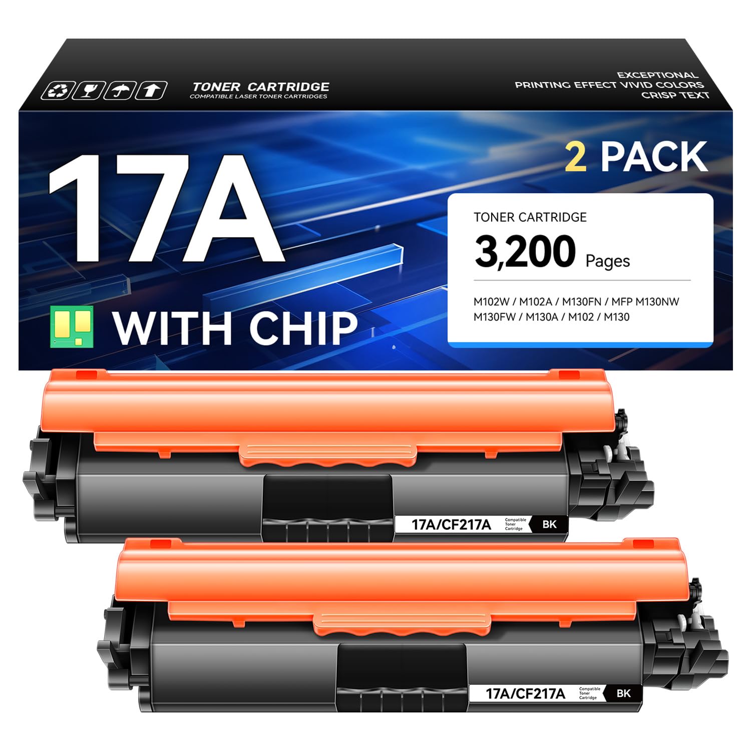 17A Toner Cartridge 2-Black Compatible with HP MFP M130 M102 Series Printer