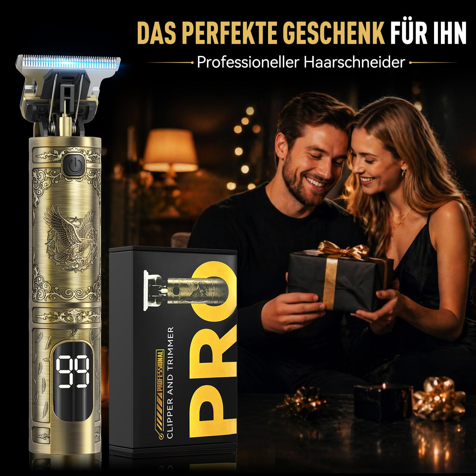 Haarschneidemaschine, Barttrimmer Herren Profi Set, Trimmer Herren mit LED Anzeige, Präzisions Haartrimmer Herren für Konturen, USB-C Wiederaufladbar, Elektrischer Haarschneider & Bartschneider