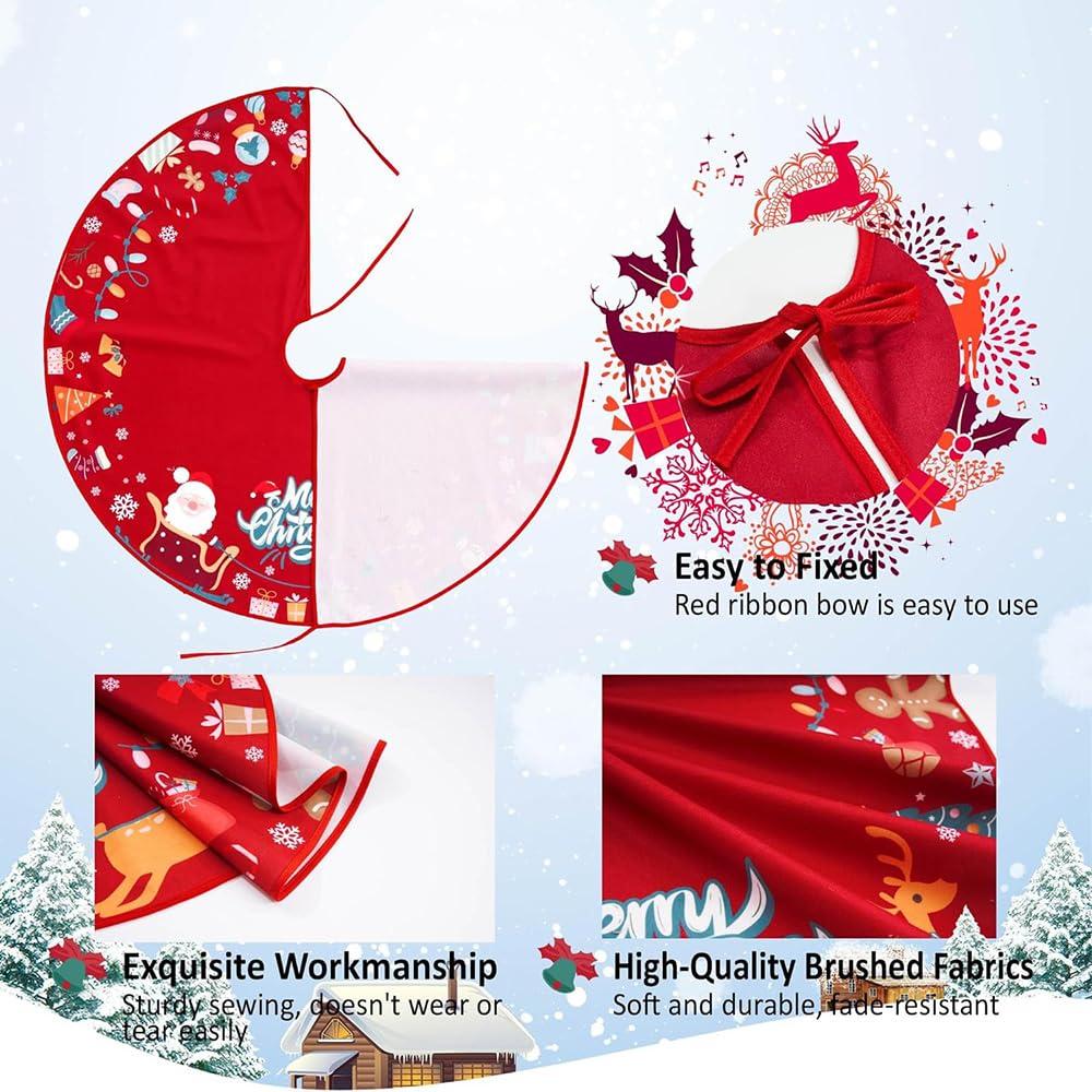 Tappeto Rotondo Natalizio, Gonna per Albero di Natale Lavorata a Maglia, Tappetino per Decorazioni Festive, Tappeto per Salotto, Divano, tavolino,A- 120x120CM