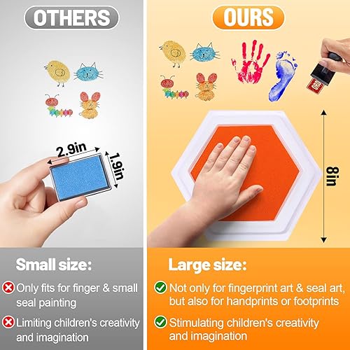 Miniatura 2 de Almohadillas de tinta grandes de 7 x 8 pulgadas para niños, almohadilla de sellos de arco iris, almohadilla de tinta segura y lavable para pintura