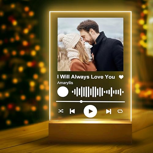 Miniatura 8 de Placa personalizada de Spotify  Canción acrílica personalizada con cubierta de álbum de fotos  Luz nocturna LED grabada con imagen  Regalos