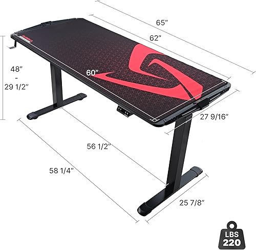 Miniatura 3 de EUREKA ERGONOMIC Escritorio grande de 63 pulgadas de altura ajustable manual para computadora mesa de oficina en casa con borde curvado para 3