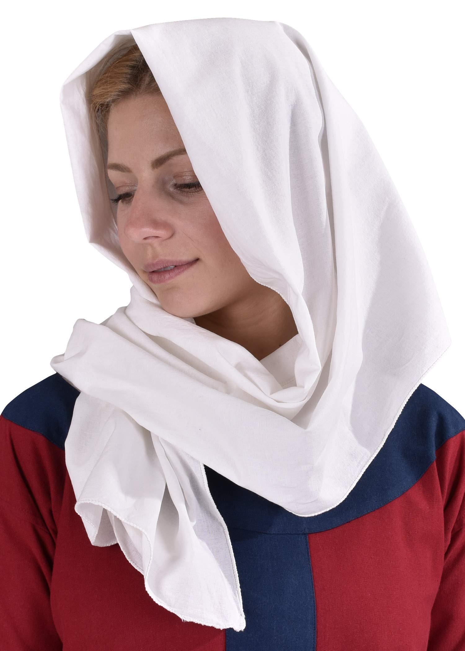 Battle-MerchantLong Medieval Wimple Headscarf - Headscarf for Dreadlocks - Historical/Viking Headwear - Cotton - Natural - 50x180cm (19.6" x 70.8")