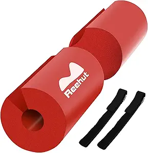 REEHUT Squat Pad Barbell Pad for Squats, Lunges and Hip Thrusts - Foam Sponge Pad Provides Relief to Neck and Shoulders While Training - Fit Standard and Olympic Bars Perfectly-Red