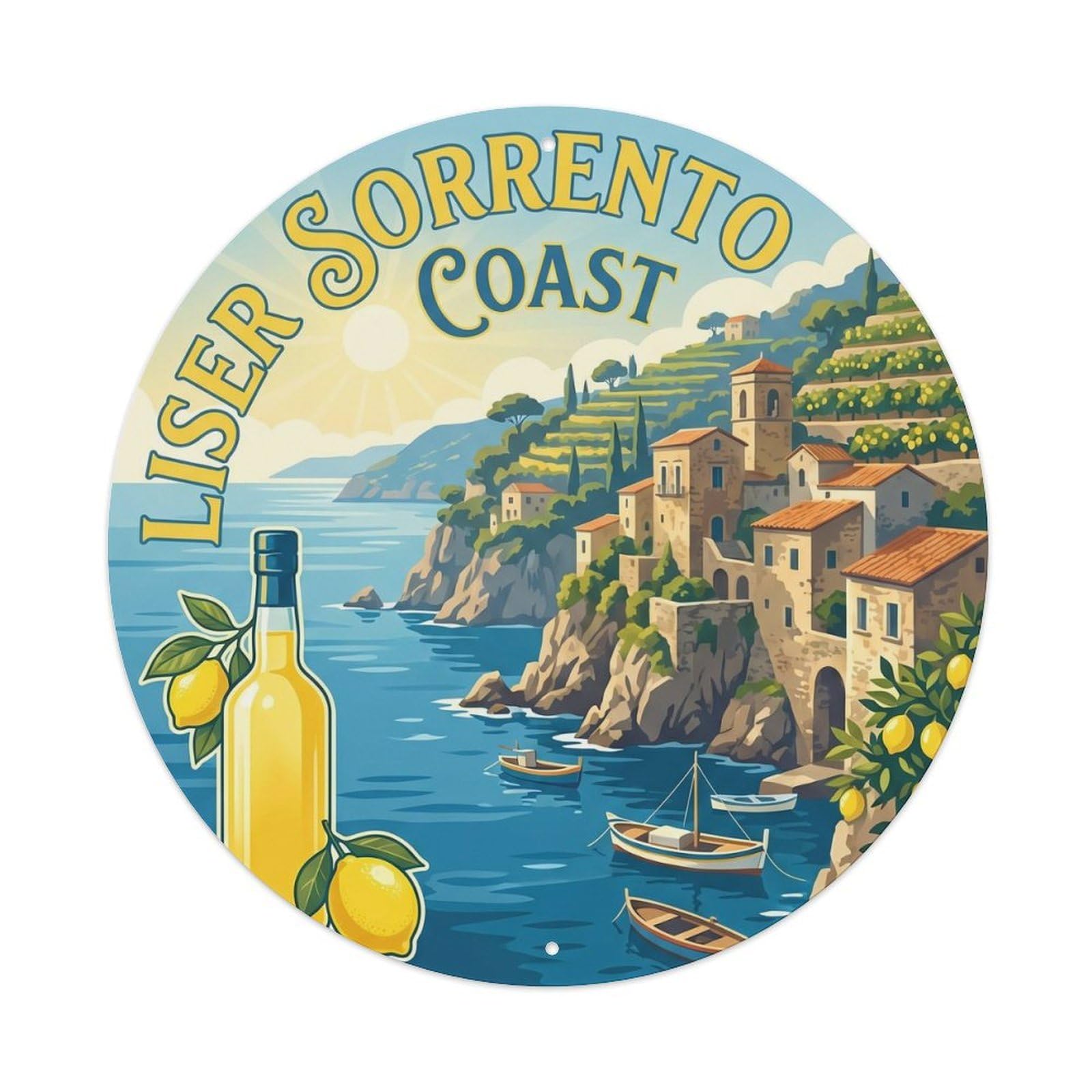Sorrento Italy Culinary Travel Coast Limoncello Vintage Metal Tin Sign