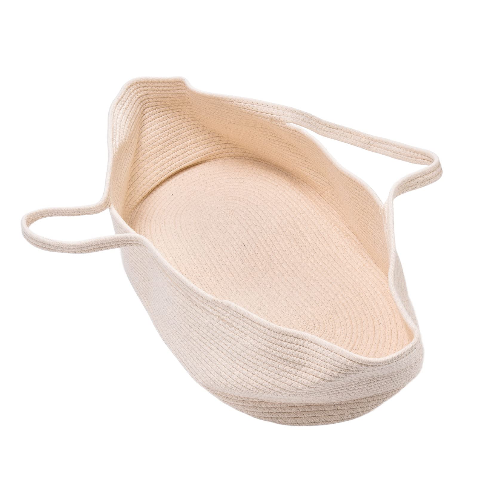 Tragbarer Moses Korb Wickelkorb Schlafkorb Träger Reisebett Wiege Dekor Nest Betthalter Tragetasche Geschenke Tragbare Tasche für Wickeltisch und Auto 70 X 40 X 25 Cm / 27,6 X(nicht-gerade weiss)